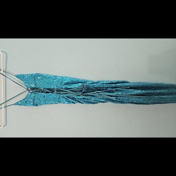 Windsor Stunning Teal Sequin Prom Dress Size Large - Picture 4 of 4